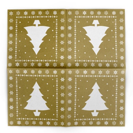 Servetele de masa festive Linclass pentru Craciun/Revelion - White Tree (auriu) / 40 x 40 cm / 12 buc [8]