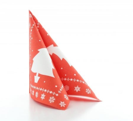 Servetele de masa festive Linclass - White Tree (rosu) / 40 x 40 cm / 12 buc [5]
