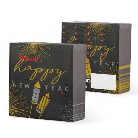 Servetele de masa festive Linclass pentru Revelion/Anul Nou - Linclass Rocky (negru-auriu-argintiu) / 40 x 40 cm / 50 buc [6]