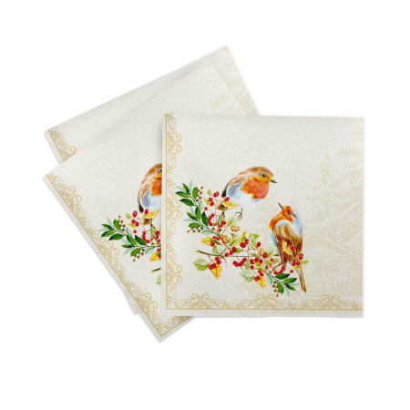 Servetele festive Craciun - La comanda - Servetele de masa festive Linclass pentru Revelion/Anul Nou Linclass - Pippa beige / 40 x 40 cm / 50 buc