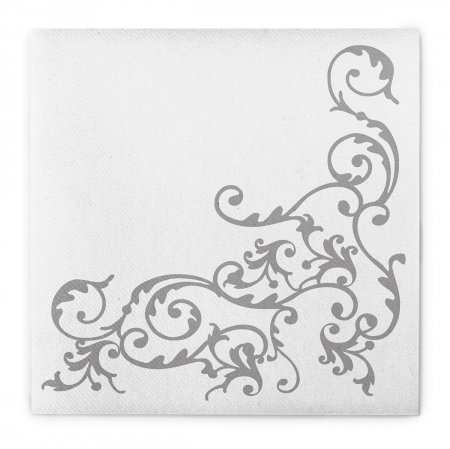 DECOR IARNA - Servetele de masa festive Linclass - Pomp (Argintiu-Alb) / 40 x 40 cm / 50 buc