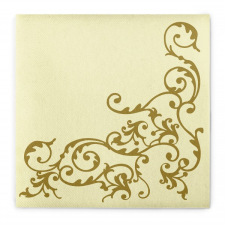 DECORURI DE MASA TEMATICE - Servetele de masa festive Linclass - Pomp (Auriu-Crem) / 40 x 40 cm / 50 buc
