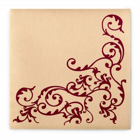DECOR BOTEZ - Servetele de masa festive Linclass - Pomp (Bordeaux-Crem) / 40 x 40 cm / 50 buc