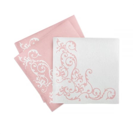 Servetele de masa festive Linclass - Pomp (Roz-Alb) / 40 x 40 cm / 50 buc [2]