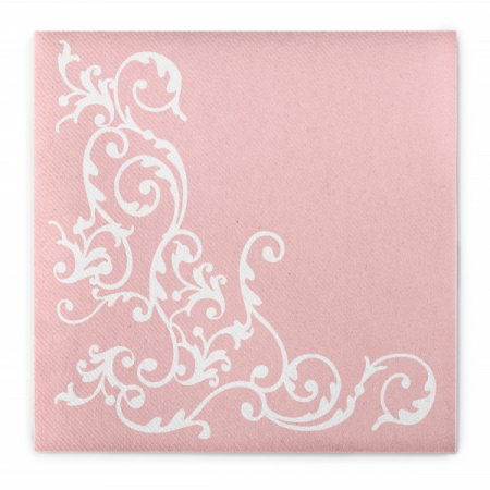 DECOR ANIVERSARI COPII - Servetele de masa festive Linclass - Pomp (Roz-Alb) / 40 x 40 cm / 50 buc