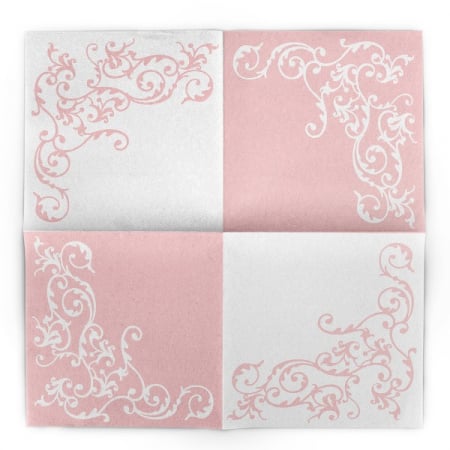 Servetele de masa festive Linclass - Pomp (Roz-Alb) / 40 x 40 cm / 50 buc [4]