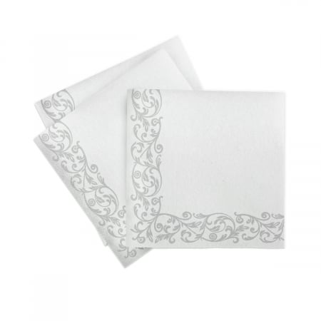Servetele de masa festive Linclass - Rob (model argintiu pe margine) / 40x40 cm / 50 buc [2]