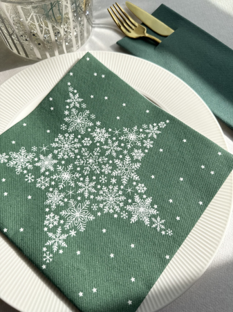 DECOR IARNA - Servetele de masa festive Linclass - Star (Stea din fulgi de zapada) / 40 x 40 cm / 20 buc