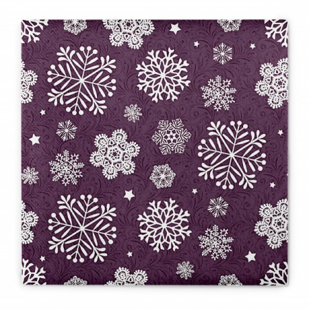 TOTUL SUB 30 Lei - LICHIDARI STOC - Servetele de masa festive Linclass - Steven (fulgi albi, fundal mov inchis)  / 40 x 40 cm / 50 buc