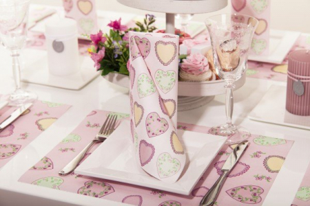 Servetele de masa festive Linclass - Sweet Love (inimioare) / 40 x 40 cm / 50 buc [4]