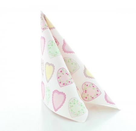 Servetele de masa festive Linclass - Sweet Love (inimioare) / 40 x 40 cm / 50 buc [2]