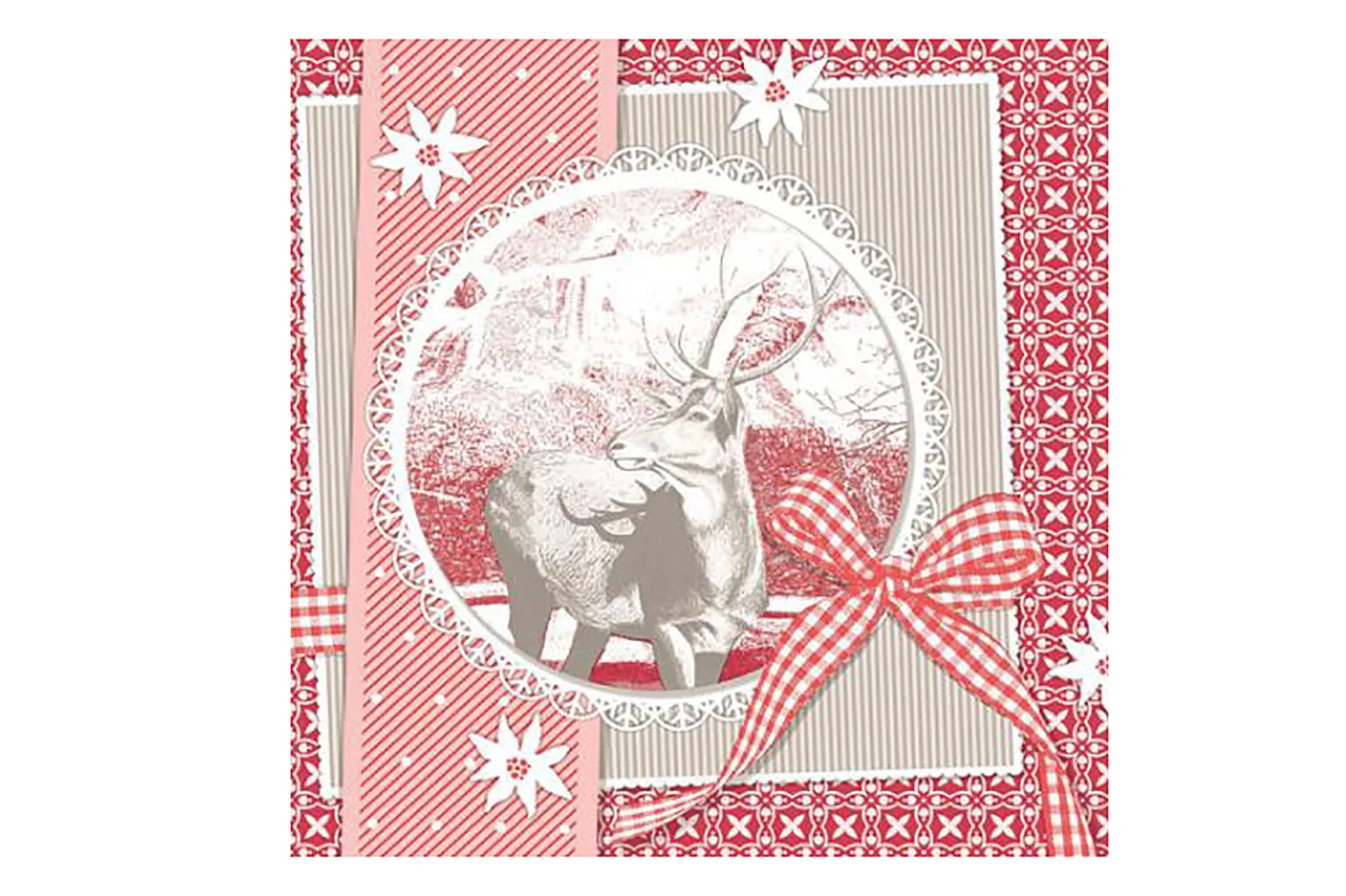 Produse - Servetele de masa festive pentru Craciun/Revelion Tissue Deluxe - Finn rosii / 40x40 cm / 50 buc