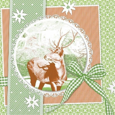 Produse - Servetele de masa festive pentru Craciun/Revelion Tissue Deluxe - Finn (verzi) / 40x40 cm / 50 buc