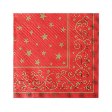 Servetele de masa festive pentru Craciun/Revelion Tissue Deluxe - LIAM rosii / 40x40 cm / 50 buc [2]