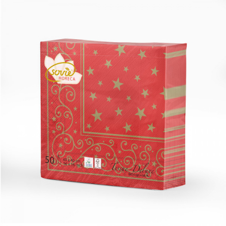 Produse - Servetele de masa festive pentru Craciun/Revelion Tissue Deluxe - LIAM rosii / 40x40 cm / 50 buc