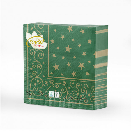 Produse - Servetele de masa festive pentru Craciun/Revelion Tissue Deluxe - LIAM verzi / 40x40 cm / 50 buc