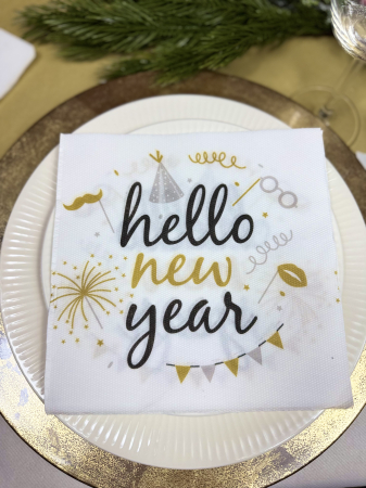Servetele de masa festive Softpoint- Hello New Year / 38 x 38 cm / 20 buc [1]