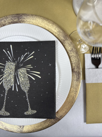 Servetele de masa festive Softpoint - Cheers (auriu) / 38 x 38 cm / 20 buc [4]