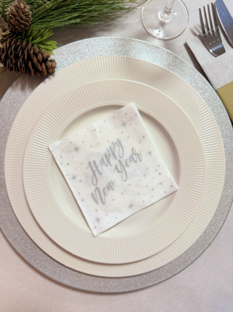 Servetele de masa festive Spanlin - Happy New Year (silver) / 24 x 24 cm / 20 buc [2]