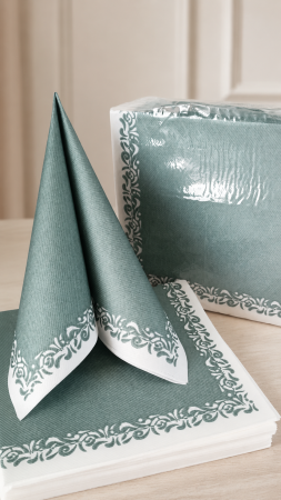 Servetele festive - IARNA/CRACIUN/REVELION - Șervețele linclass    Romantique eukalyptus  /40x40/ 50 buc