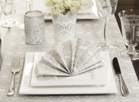 Servetele festive - VALENTINE'S DAY & DRAGOBETE - Servetele Linclass Stefanie Beige Grey 40x40 cm, pliate 1/4, 50 buc