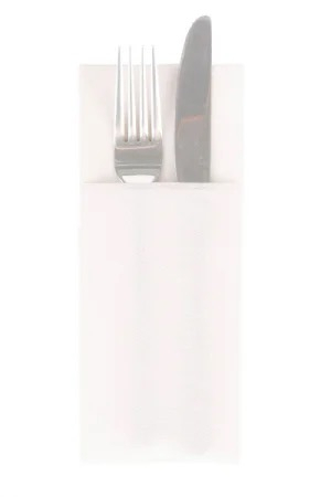 DECOR ANIVERSARI COPII - Servetele cu BUZUNAR pentru tacamuri - Softpoint (Alb) / 33 x 40 cm / 50 buc