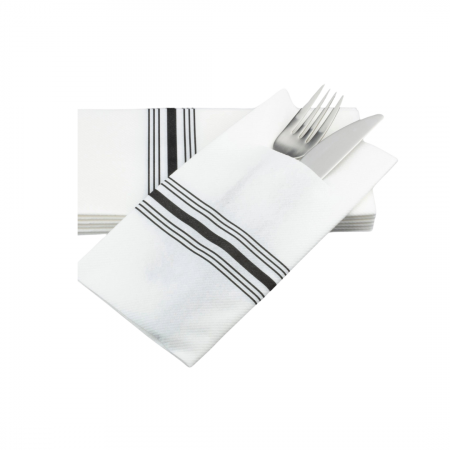 TOTUL SUB 30 Lei - LICHIDARI STOC - Servetele cu BUZUNAR pentru tacamuri Linclass- Airlaid Black Bistro / 43 x 43 cm / 75 buc