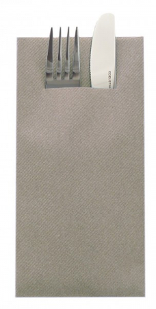 DECOR BEJ & MARO - Servetele cu BUZUNAR pentru tacamuri - Linclass Beige Grey (Grej) / 40 x 40 cm / 75 buc