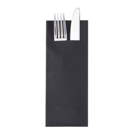 Produse - Servetele cu BUZUNAR pentru tacamuri Linclass Light - Black (negru) / 40 x 33 cm / 75 buc