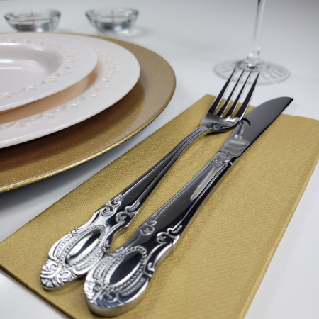 Servetele festive - ANIVERSARE SAU BOTEZ - Servetele Linclass ultra calitative, aurii, 40x40 cm, pliate 1/8, 12 buc
