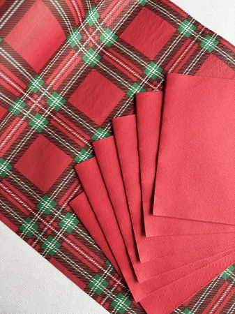 Set accesorii decorative masa festiva de Craciun/Revelion - servetele festive si traversa de masa Linclass Charles Red [1]