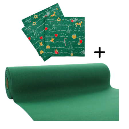 SETURI de masa - Set accesorii decorative masa festiva de Craciun/Revelion - servetele festive si traversa de masa Linclass Ravin Green