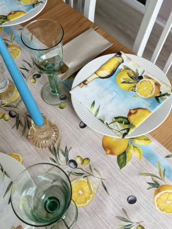 TEMATICA MARINA - Set accesorii decorative masa festiva - servetele festive si traversa de masa Linclass Olives & Lemons