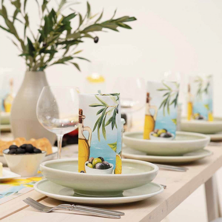 Set accesorii decorative masa festiva - servetele festive si traversa de masa Linclass Olives & Lemons [4]