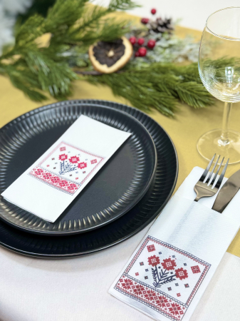 Set accesorii decorative masa festiva - servetele de masa si servetele pentru tacamuri cu model traditional romanesc [1]