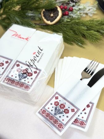 Set accesorii decorative masa festiva - servetele de masa si servetele pentru tacamuri cu model traditional romanesc [2]
