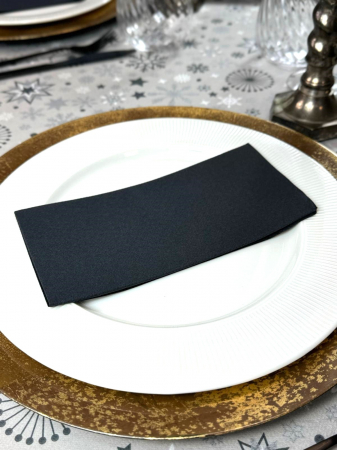 Set accesorii decorative masa festiva - fata de masa si servetele festive - Linclass Snowflakes Black [3]