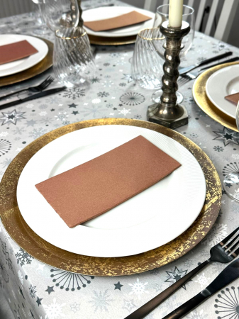 SETURI de masa - Set accesorii decorative masa festiva - fata de masa si servetele festive - Linclass Snowflakes Bronze