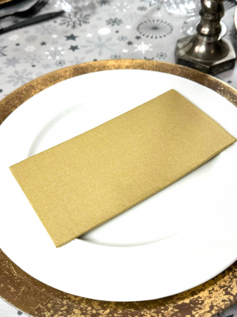 Set accesorii decorative masa festiva - fata de masa si servetele festive - Linclass Snowflakes Gold [4]