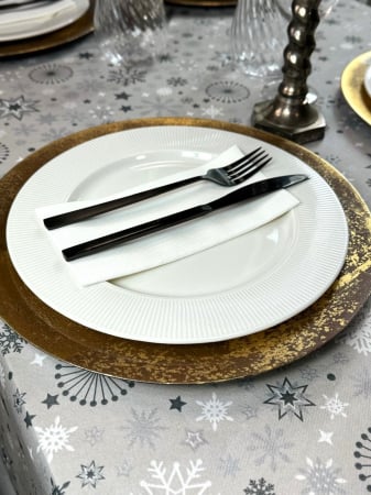 Set accesorii decorative masa festiva - fata de masa si servetele festive - Linclass Snowflakes White [4]