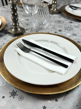 Set accesorii decorative masa festiva - fata de masa si servetele festive - Linclass Snowflakes White [3]