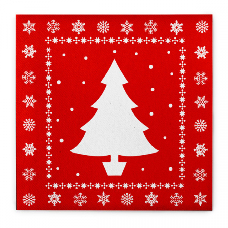 Set accesorii rosii pentru masa festiva - servetele de masa festive si servetele pentru tacamuri - Linclass White Tree Red (rosii) [1]