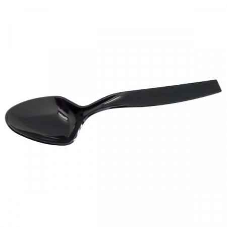 VESELA PREMIUM UNICA FOLOSINTA - Set linguri premium de servire CATERLINE din plastic negru, 23 cm, 10 buc