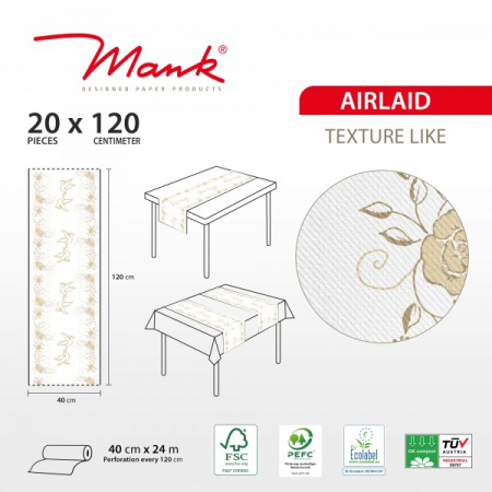 Traversa masa Linclass Wedding - Nunta (crem-auriu) / 40 cm x 24 m / 1 rolă [1]