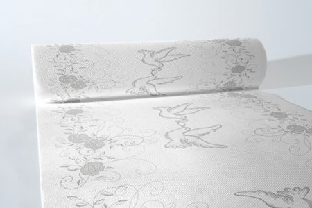 Traverse masa - cu IMPRIMEU - Traversa masa Linclass Wedding - Nunta (gri-argintiu) / 40 cm x 24 m / 1 rolă