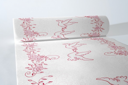 Traverse masa - cu IMPRIMEU - Traversa masa Linclass Wedding - Nunta (roz-bordo) / 40 cm x 24 m / 1 rolă