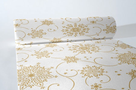 Traverse Masa - CRACIUN/REVELION - Traversa masa - Linclass Cristal (alb-auriu) / 40 cm x 24 m / 1 rola