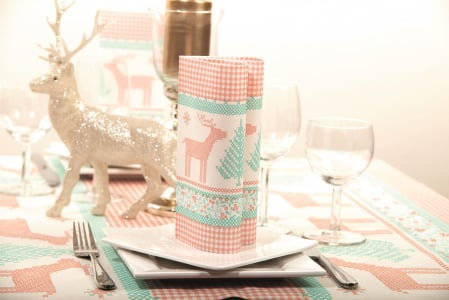 Traversa masa Linclass - Noah (portocaliu pastel-turcoaz) / 40 cm x 24 m / 1 rola [1]