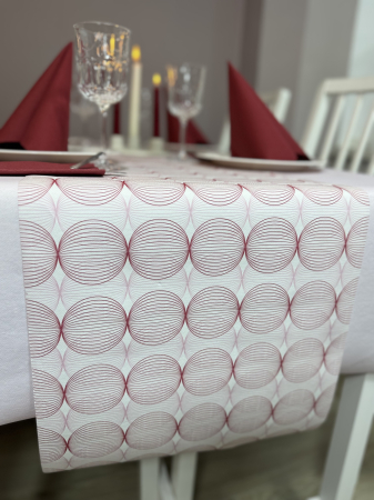 Traverse masa - cu IMPRIMEU - Traversa masa Linclass - Ludo (roz-bordo) / 40 cm x 24 m / 1 rola