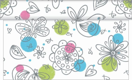 DECOR ARGINTIU & GRI - Traversa/Napron masa - Linclass Petra  / 40 cm x 4,8 m / 1 rola